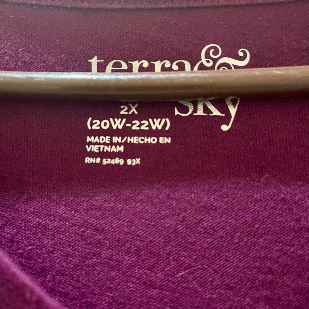 NWT Terra & Sky Purple Short Sleeve Relaxed T-Shirt Long Length Sz 2X - Picture 4 of 5